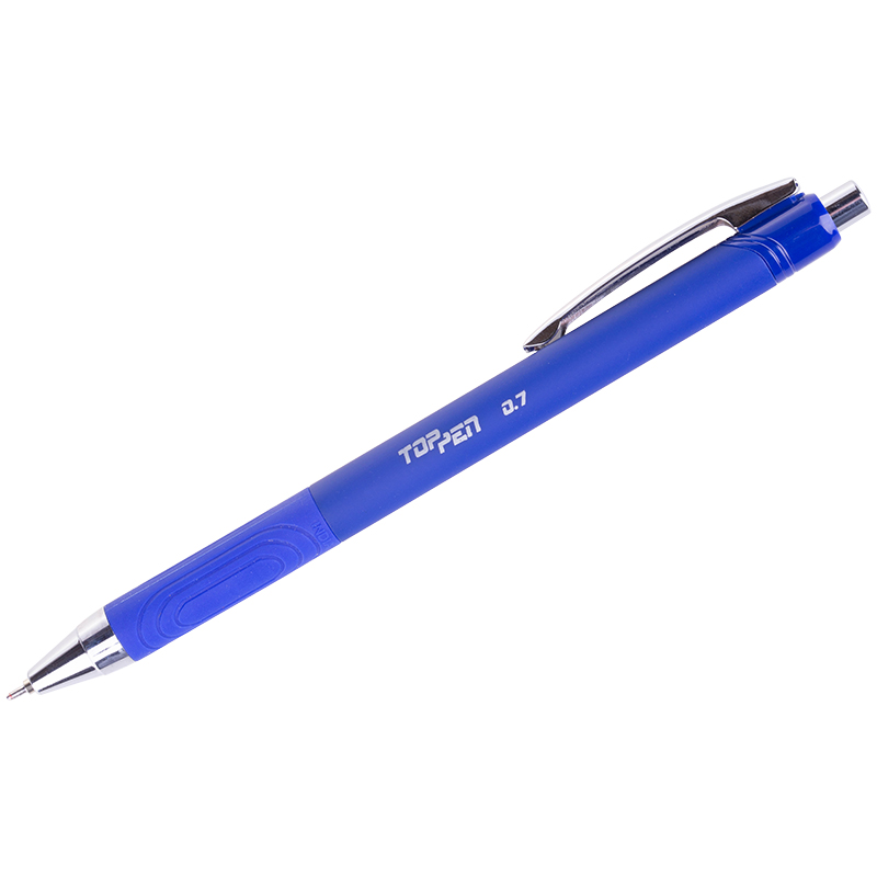 Ручка шариковая автоматическая Berlingo "Top pen" синяя, 0,7мм, игол. стержень, грип, прорез. корпус