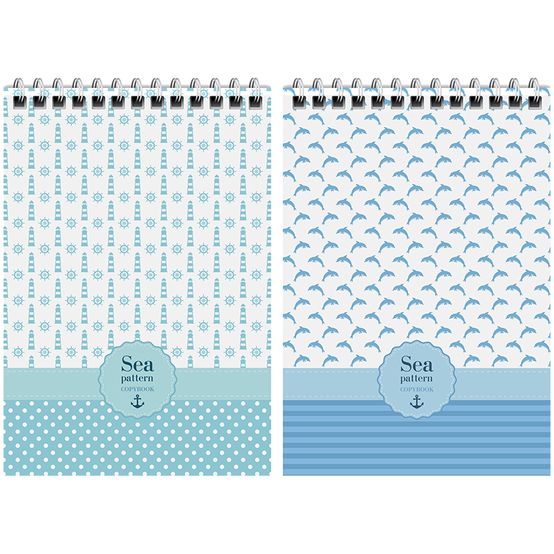 Блокнот А6 80л. на гребне ArtSpace "Стиль. Blue sea pattern"