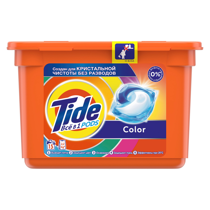 Капсулы для машинной стирки Tide "Color", 15шт.*24,8г (ПОД ЗАКАЗ)