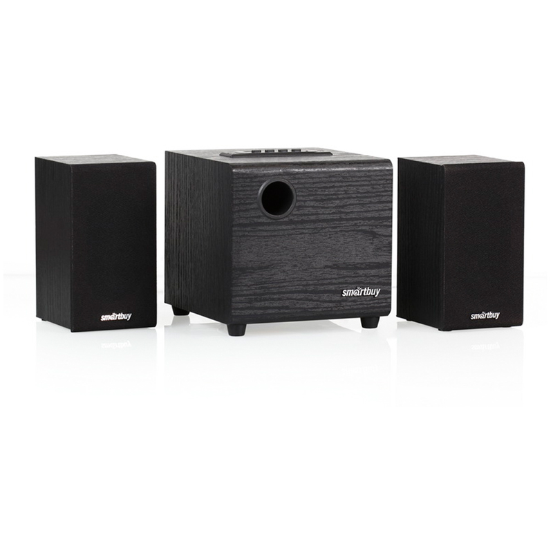 Колонки Smartbuy Sparta, 2*2W+Subwoofer 8W, деревянный корпус, FM, MP3, USB, SD, черный