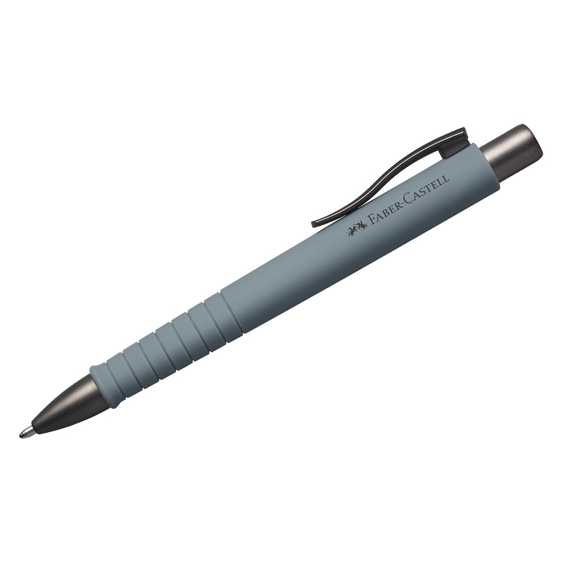 Ручка шариковая автоматическая Faber-Castell "Poly Ball Urban XB" синяя, 1,4мм, софт-тач, трехгран., серый камень корпус