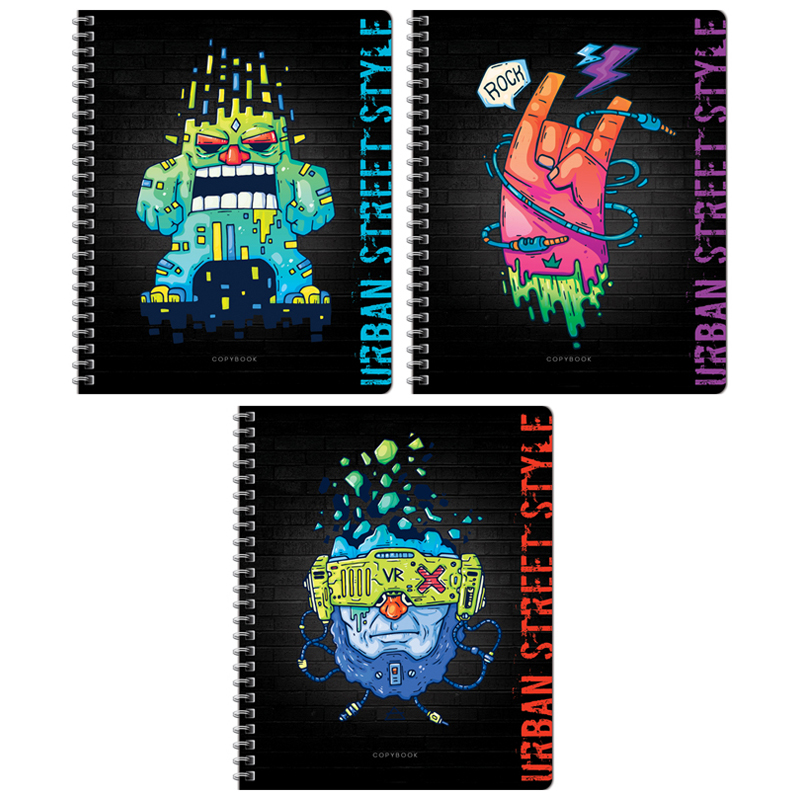 Тетрадь 96л., А5, клетка на гребне ArtSpace "Рисунки. Urban street", ТВИН-лак