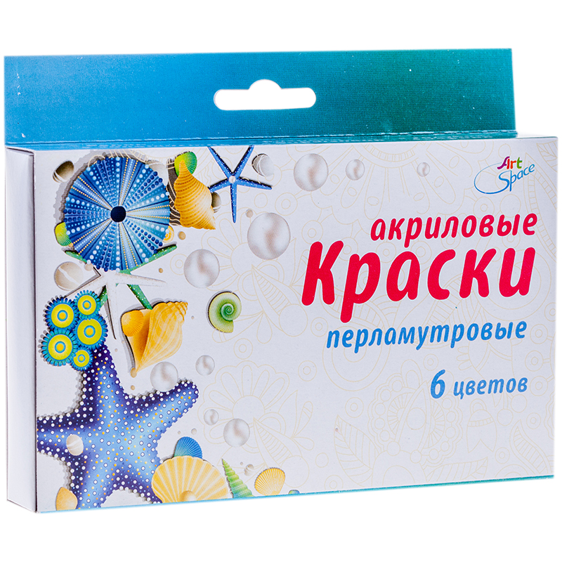 Краски акриловые ArtSpace, 06 цветов, перламутр, 27мл, картон, европодвес