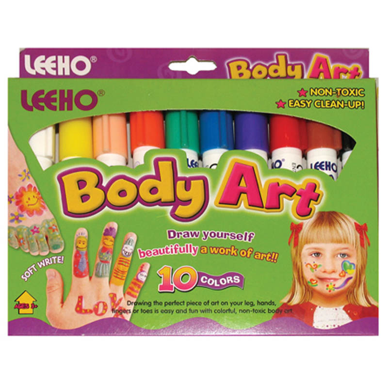 Мелки для тела "Body Art" 10цв. 8гр., картонная упаковка