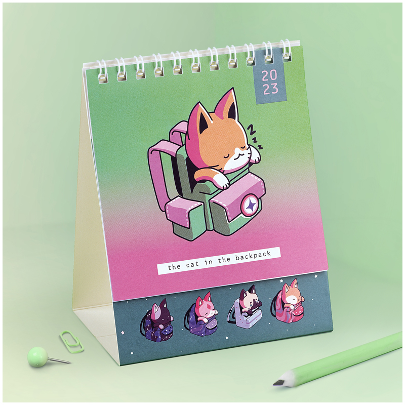 Календарь-домик MESHU "Catbox", на гребне, 2023г.