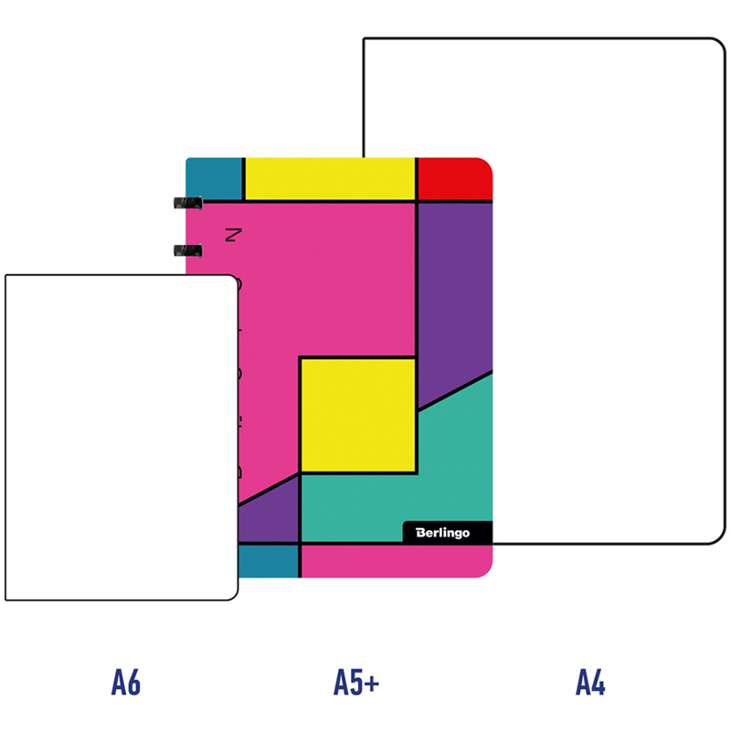 Бизнес-тетрадь А5+, 80л., Berlingo "Color Block", клетка, на кольцах, с возм. замены блока, 80г/м2, пластик. обложка 700мкм, линейка-закладка