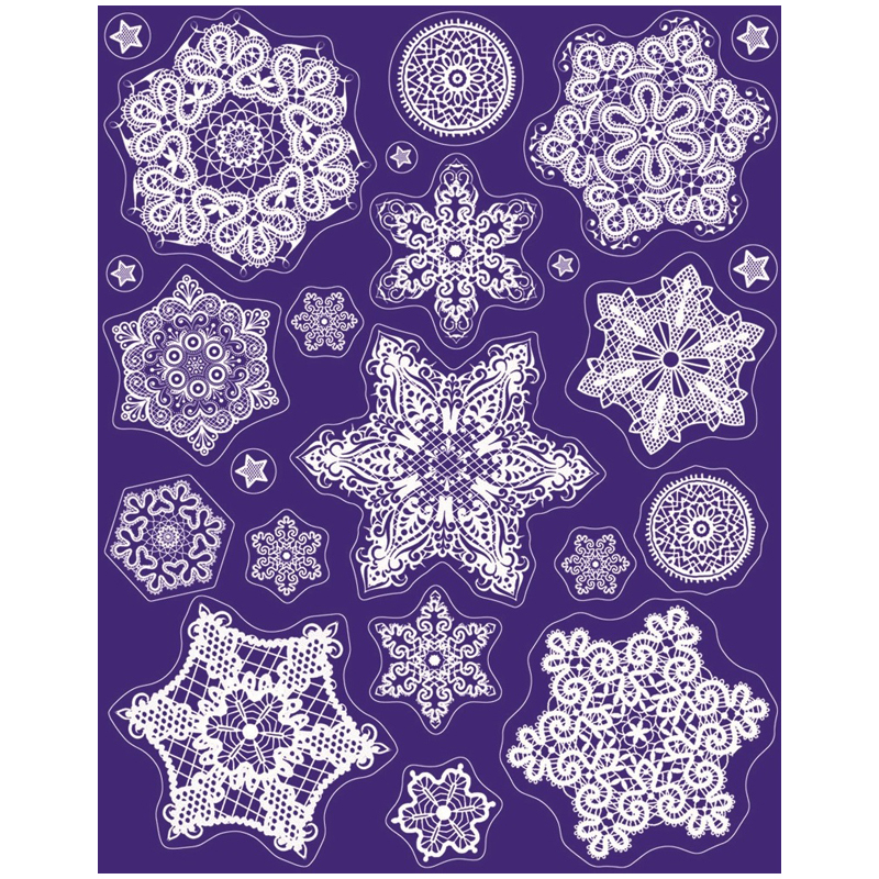 Новогоднее оконное украшение "Снежинки", кружево, 30*38см