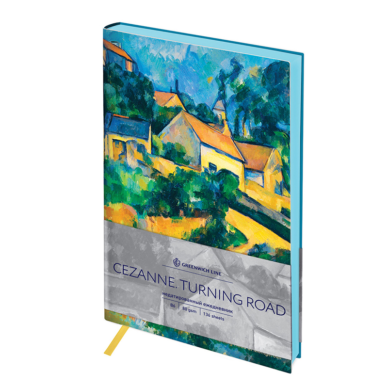 Ежедневник недатир. В6, 136л, кожзам, Greenwich Line "Vision. Cezanne. Turning Road", тон. блок, цв. срез