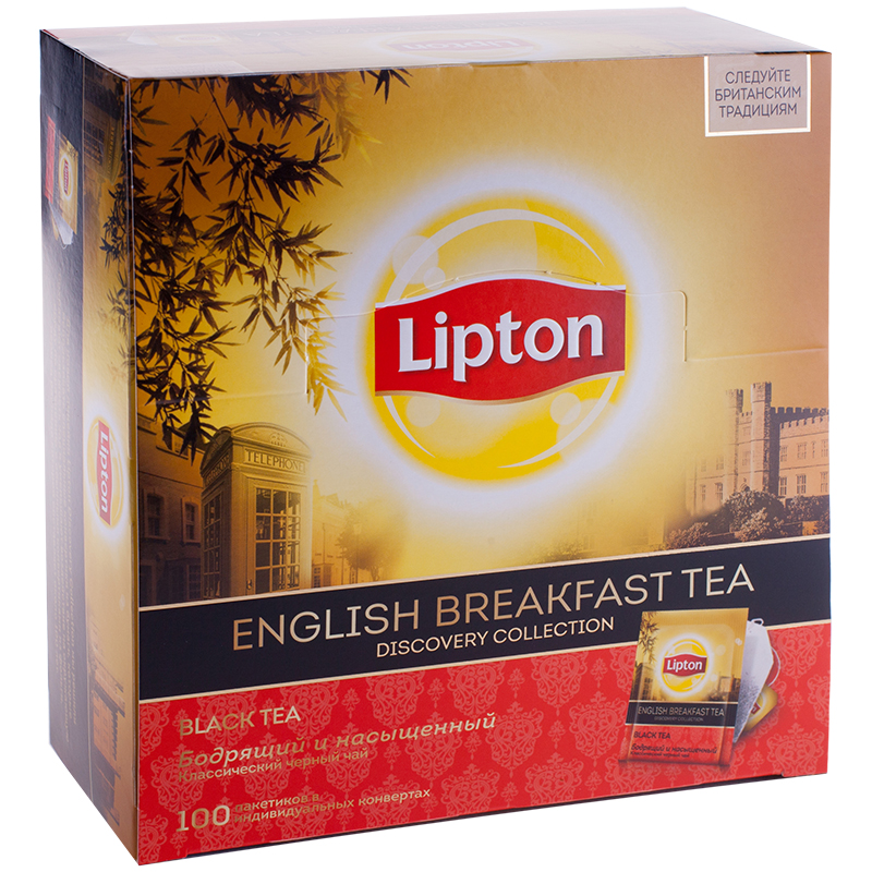 Чай Lipton "Discovery. English Breakfast", черный, 100 пакетиков по 2г