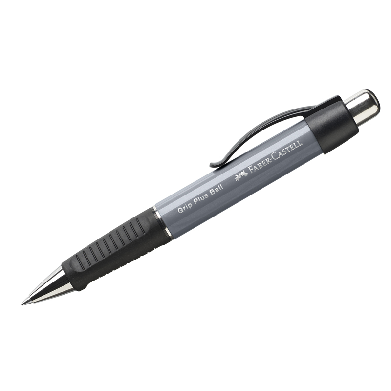 Ручка шариковая автоматическая Faber-Castell "Grip Plus Ball" синяя, 0,7мм, грип, корпус серый камень
