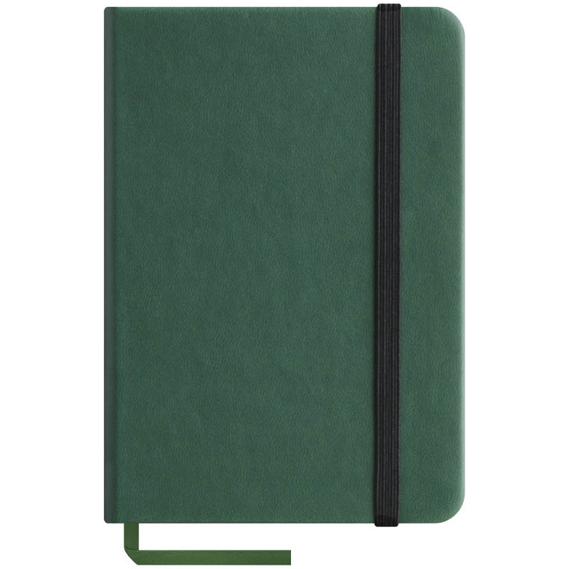 Записная книжка А6 96л., кожзам "Classic Velvet", зеленый, тонир.блок, ляссе, на резинке, карман