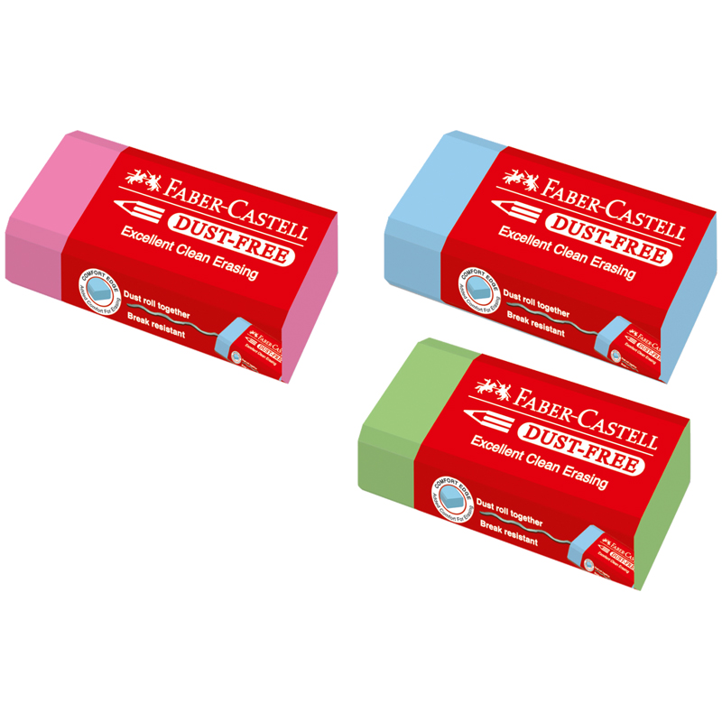 Ластик Faber-Castell "Dust Free Pastel", прямоугольный, картонный футляр, 45*21,5*13,5мм, ассорти