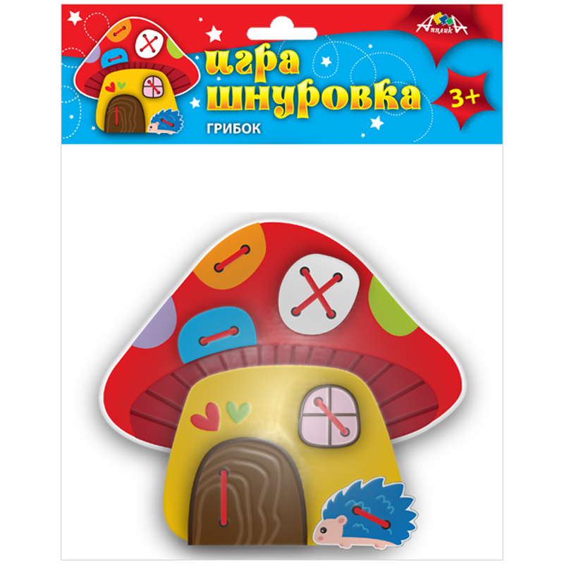 Игра-шнуровка Апплика "Грибок", пластик, в пакете