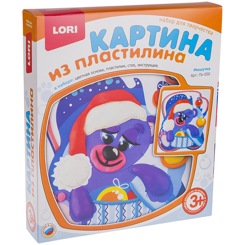 Набор для рисования пластилином Lori "Мишутка", от 3-х лет, картонная коробка