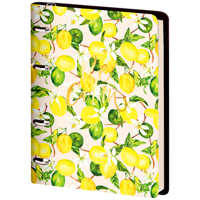 Тетрадь на кольцах А5, 80л. ЛАЙТ, кожзам, Greenwich Line "Vision. Lemon", тон. блок