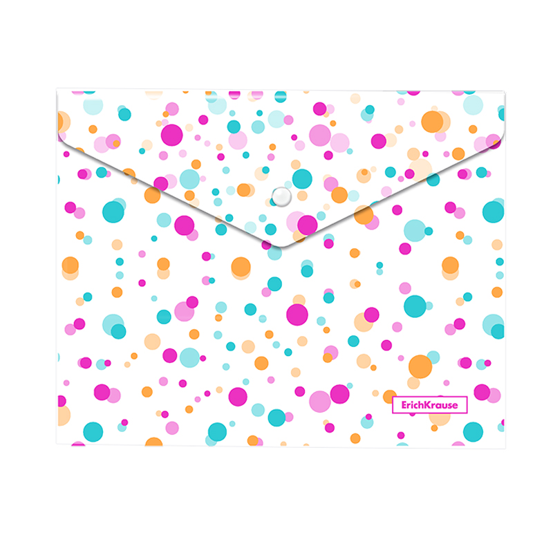 Папка-конверт на кнопке Erich Krause "Dots", А5+, 180мкм, с рисунком