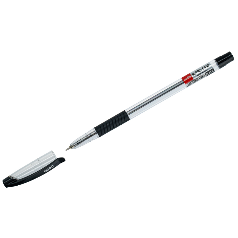 Ручка шариковая Cello "Slimo Grip" черная, 0,7мм, грип, штрих-код