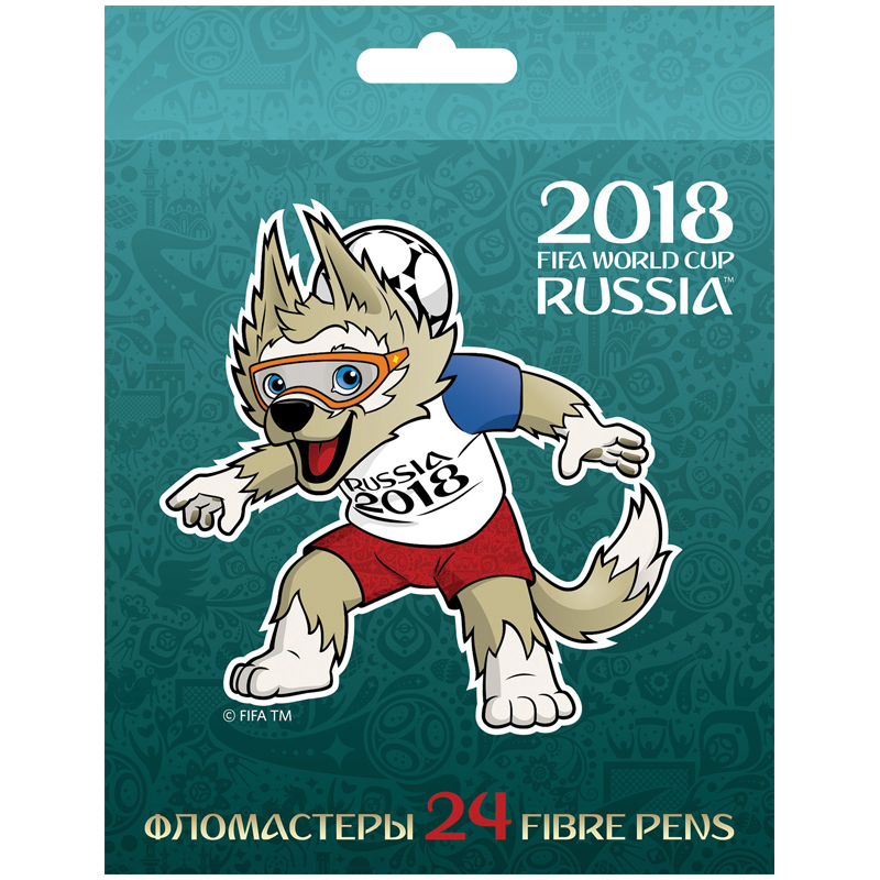 Фломастеры Hatber "ЧМ по футболу 2018-Талисман", 24цв., картон, европодвес