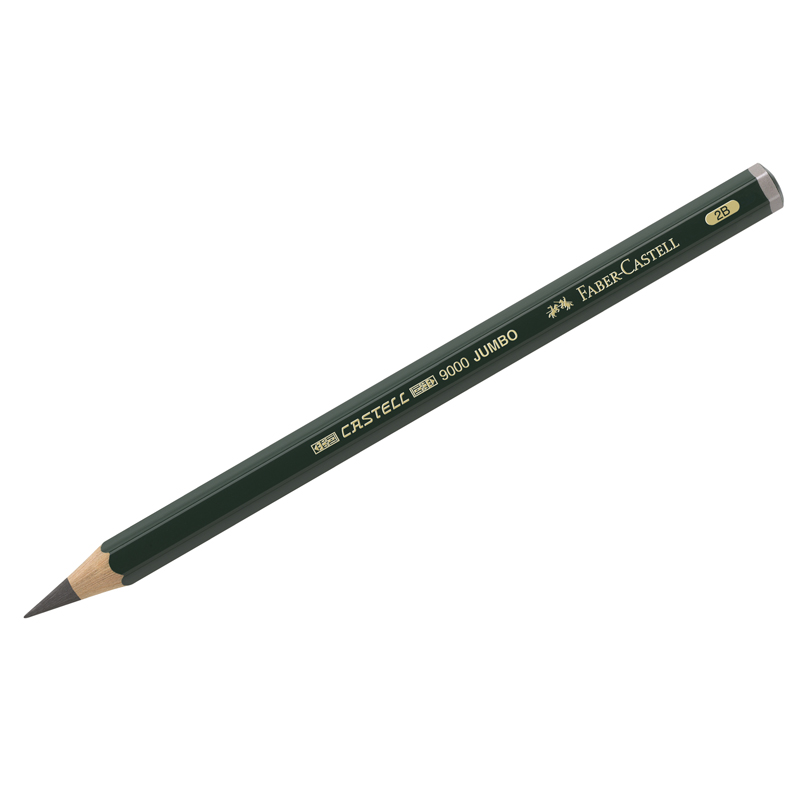 Карандаш ч/г Faber-Castell "Castell 9000 Jumbo" 2B, утолщен., заточен.