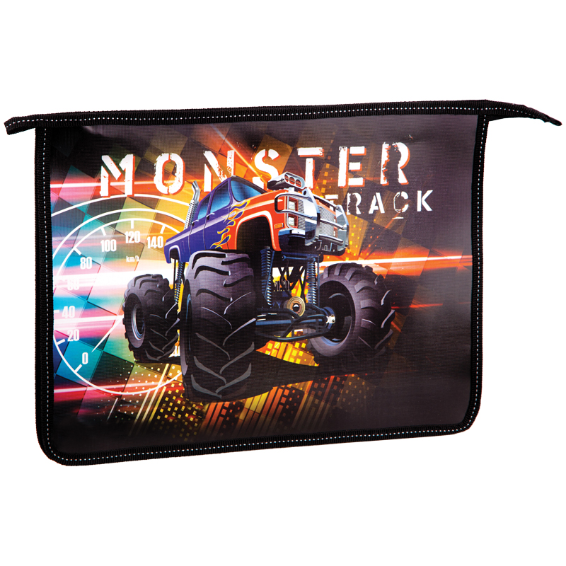 Папка для тетрадей 1 отд., А4, ArtSpace "Monster Truck", пластик/картон, ламинация, на молнии