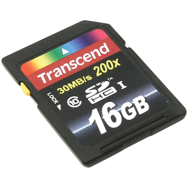 Карта памяти Transcend SDHC 16Gb, Class 10, скорость чтения 20Мб/сек