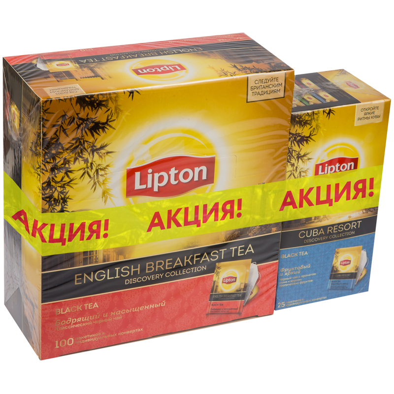 ПРОМОНАБОР: Чай Lipton 100 пак. + Чай Lipton 25 пак. (в ассортименте)