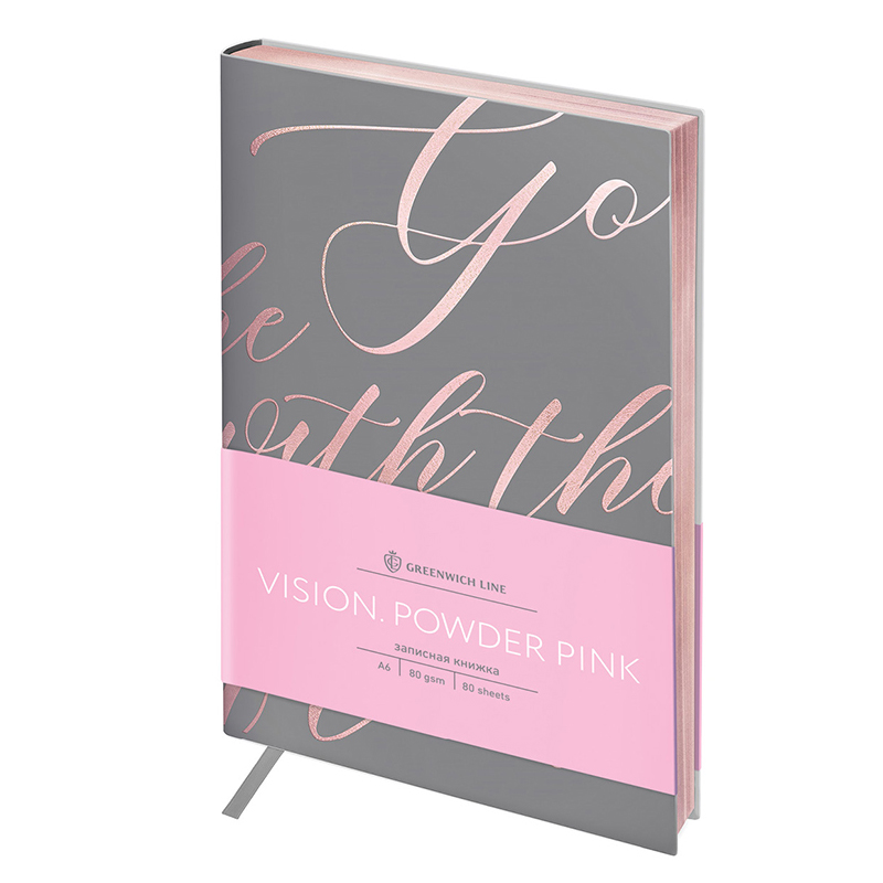 Записная книжка А6 80л., ЛАЙТ, кожзам, Greenwich Line "Vision. Powder pink", срез розовая фольга