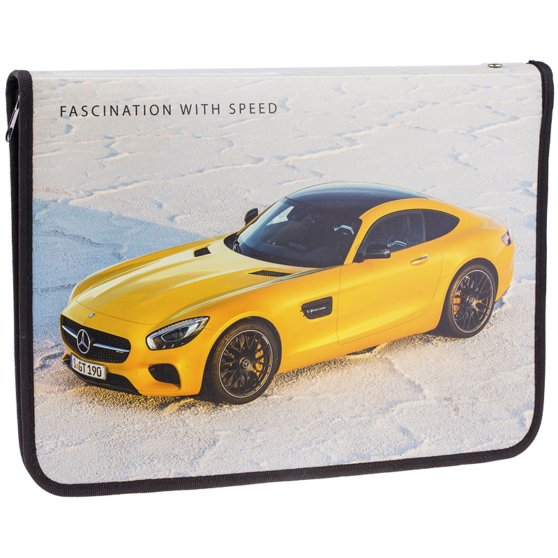 Папка для труда 1 отделение, А4, ArtSpace "Авто. Supercar", пластик, молния вокруг, откид. планка