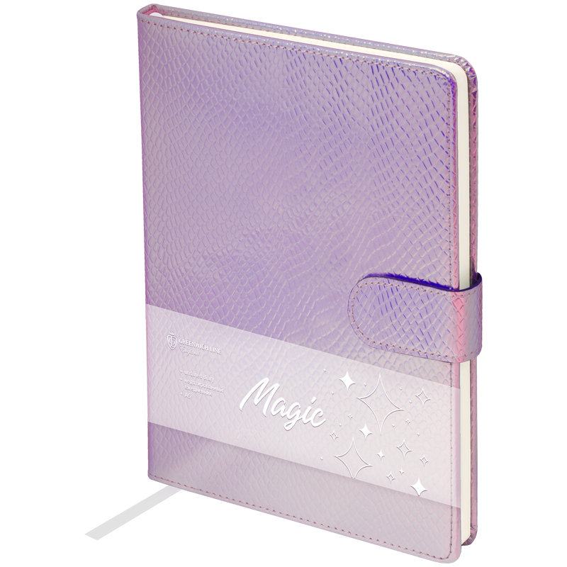 Ежедневник недатир. A5, 96л., кожзам, Greenwich Line "Magic", фиолетовый, тиснение фольгой
