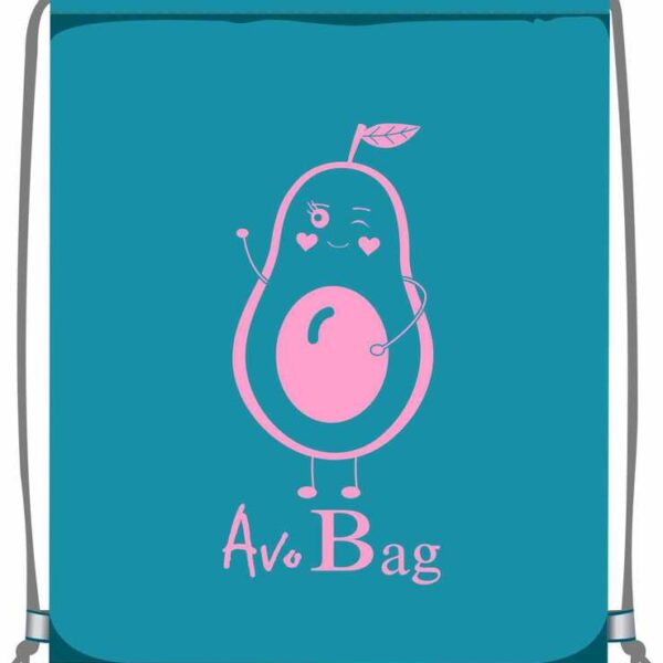 Сумка для сменной обуви Lamark "AvoBag/Сумка с авокадо", 34х42 см, на шнурке, светоотражающие элементы, цвет бирюза
