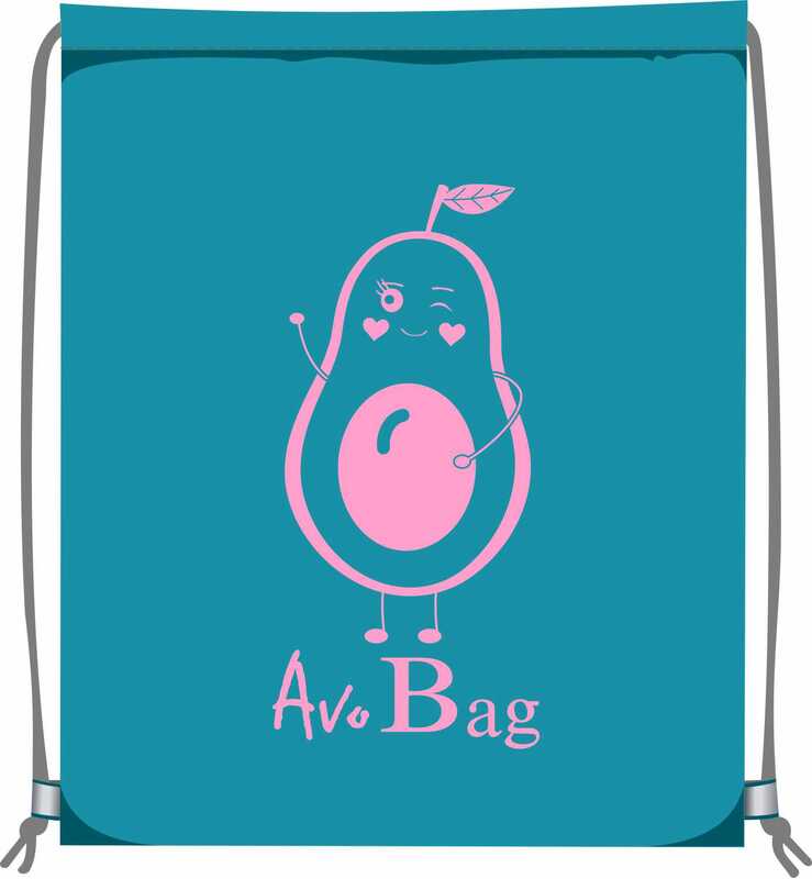 Сумка для сменной обуви Lamark "AvoBag/Сумка с авокадо", 34х42 см, на шнурке, светоотражающие элементы, цвет бирюза