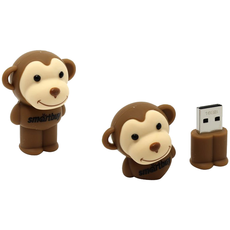 Память Smart Buy "Wild series" Обезьянка 16GB , USB 2.0 Flash Drive, коричневый