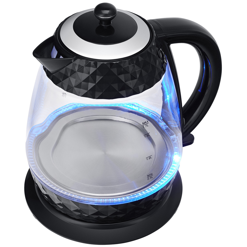 Чайник электрический Polaris PWK 1750CGL, 1,7л, 2200Вт, с подсветкой, стекло/пластик