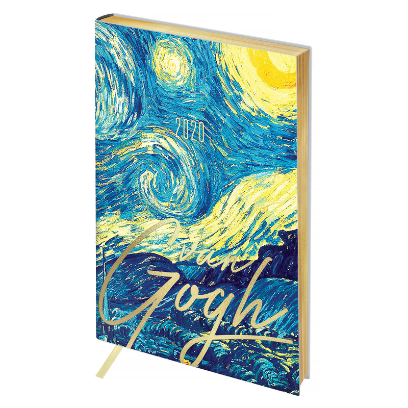 Ежедневник датир. 2020г., A5, 176л., кожзам, Greenwich Line "Vision.Van Gogh.Night", тон.бл, зол.ср.
