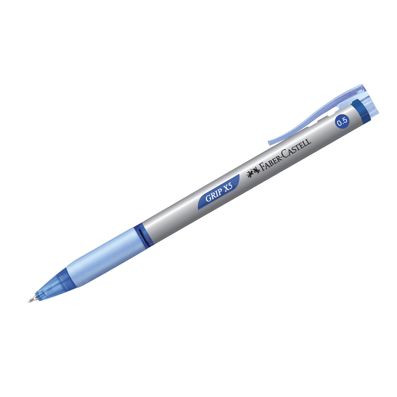 Ручка шариковая автоматическая Faber-Castell "Grip X5" синяя, 0,5мм, грип