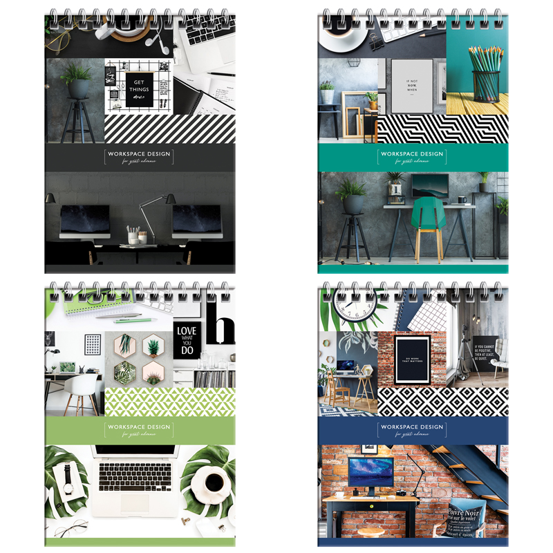 Блокнот А6 80л. на гребне ArtSpace "Офис. Workspace design", глянцевая ламинация, твердая обложка