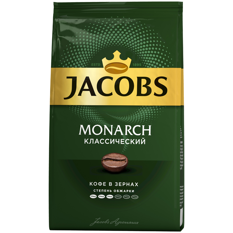 Кофе в зернах Jacobs "Monarch", вакуумный пакет, 430г