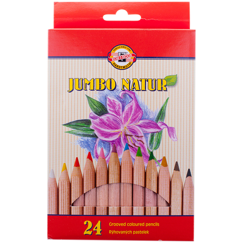 Карандаши цветные Koh-I-Noor "Jumbo Natur", 24цв., утолщенные, заточен., европодвес