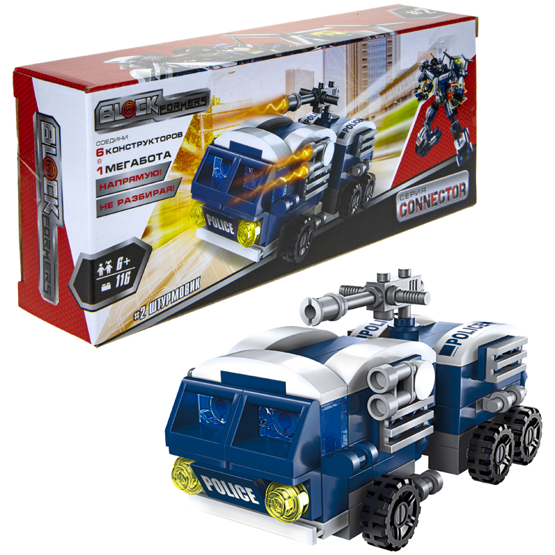Конструктор пластиковый 1toy "Blockformers Connector. Мегаробокоп", ассорти, картонная коробка