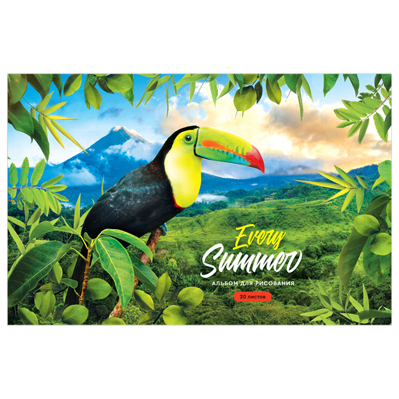Альбом для рисования 20л., А4, на скрепке ArtSpace "Путешествия. Birds in the jungle", эконом