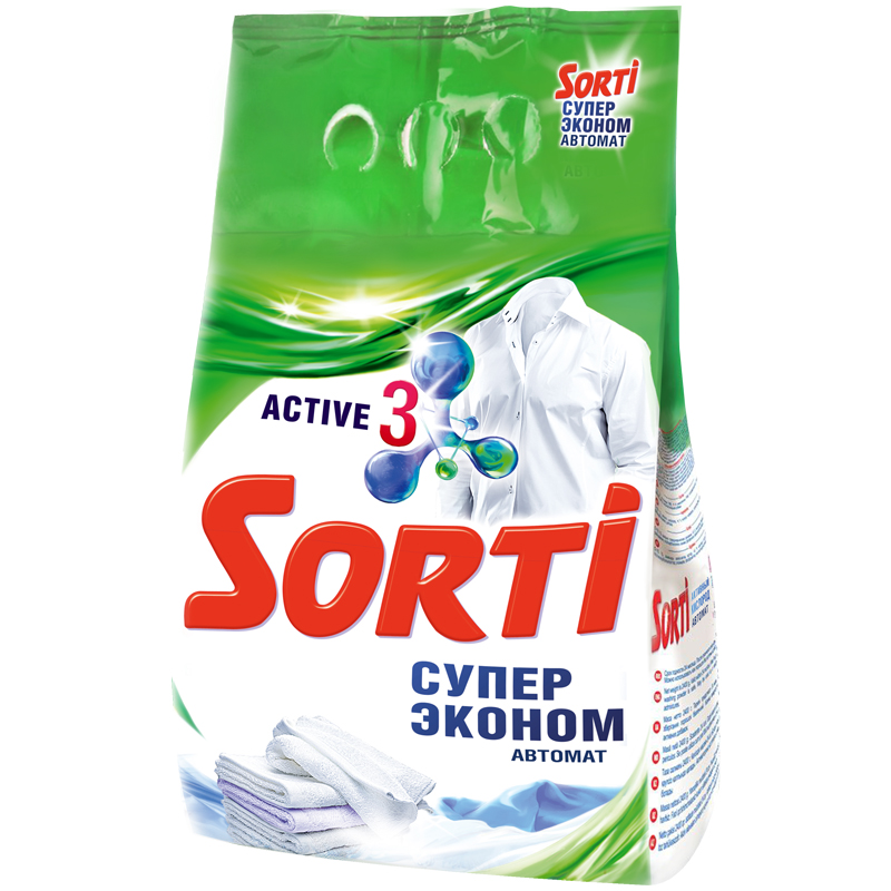 Порошок для машинной стирки Sorti "Супер Эконом", 3кг
