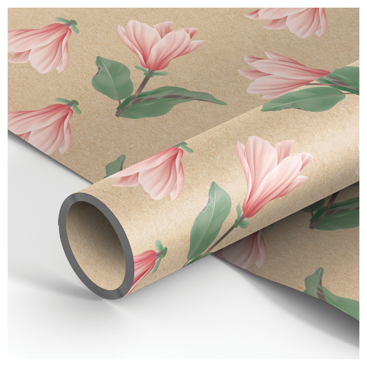 Упаковочная бумага крафт 70*100см, MESHU "Pastel flowers", 70г/м2