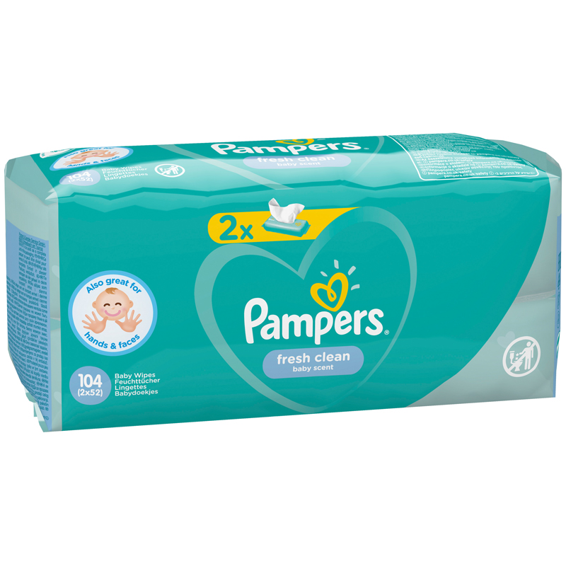 Салфетки влажные Pampers "Fresh Clean", 2*52шт., детские (ПОД ЗАКАЗ)
