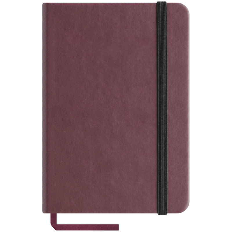 Записная книжка А6 96л., кожзам "Classic Velvet", бордовый, тонир.блок, ляссе, на резинке, карман