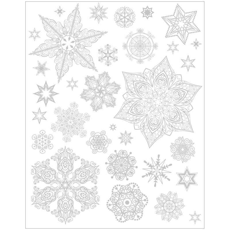 Новогоднее оконное украшение "Снежинки серебряные 2" 30*38 см