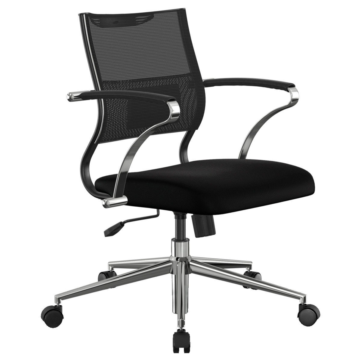 Кресло руководителя Метта "Ergolife" Sit Air M4-290K - Mesh(YP99)+UMF(X1), ткань-сетка черная,  механизм качания, пятилучье хром, z572.5F.1.2A2