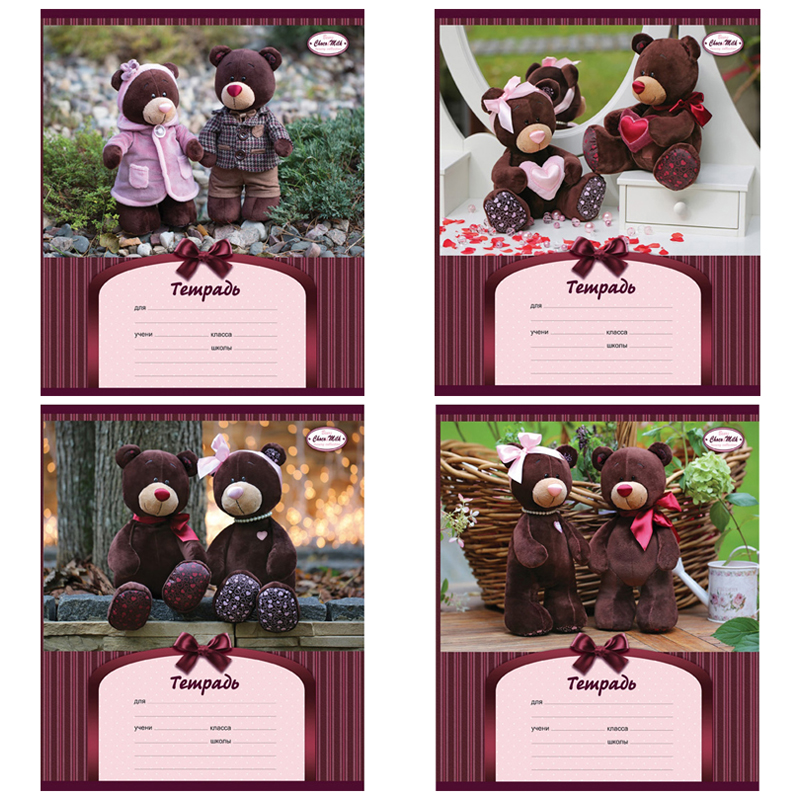 Тетрадь 24л. клетка "Bears Choco & Milk", блестки