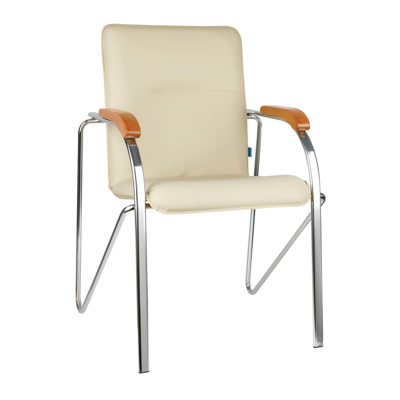 УЦЕНКА - Стул Helmi HL-F03 "Самба", каркас металл хром, экокожа, бежевый, бук BOX2