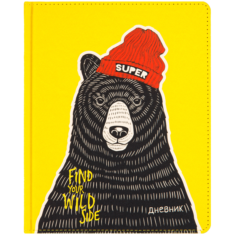 Дневник 1-11 кл. 48л. (твердый) ArtSpace "Super bear", иск. кожа, ляссе, печать