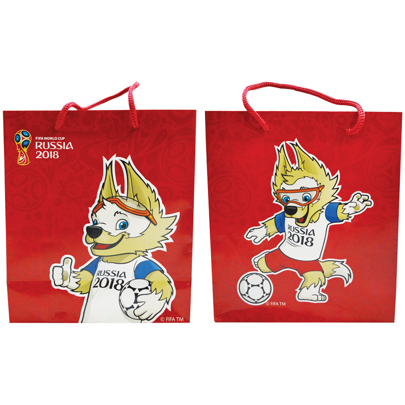 Пакет подарочный 21*18*8см, FIFA 2018, ламинированный